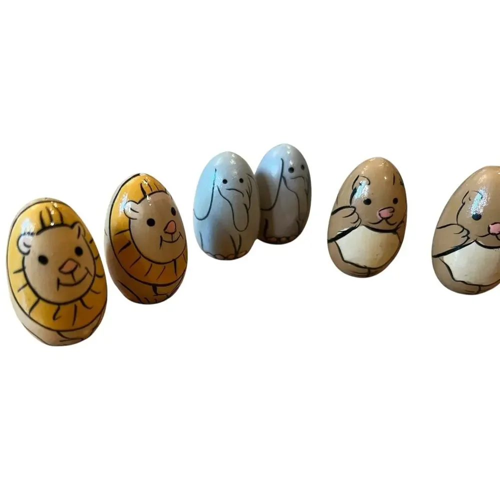 Vintage Terry's Village Hand Painted Noah's Ark Nesting Doll W/ 10 Egg Animals